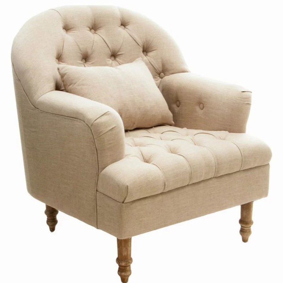 Chairs * | Gdfstudio Gdf Studio Nelson Tufted Fabric Arm Chair, Beige
