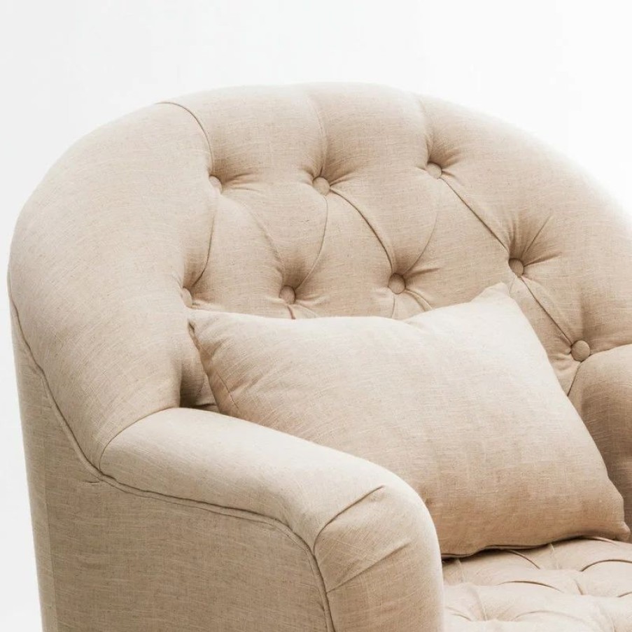 Chairs * | Gdfstudio Gdf Studio Nelson Tufted Fabric Arm Chair, Beige