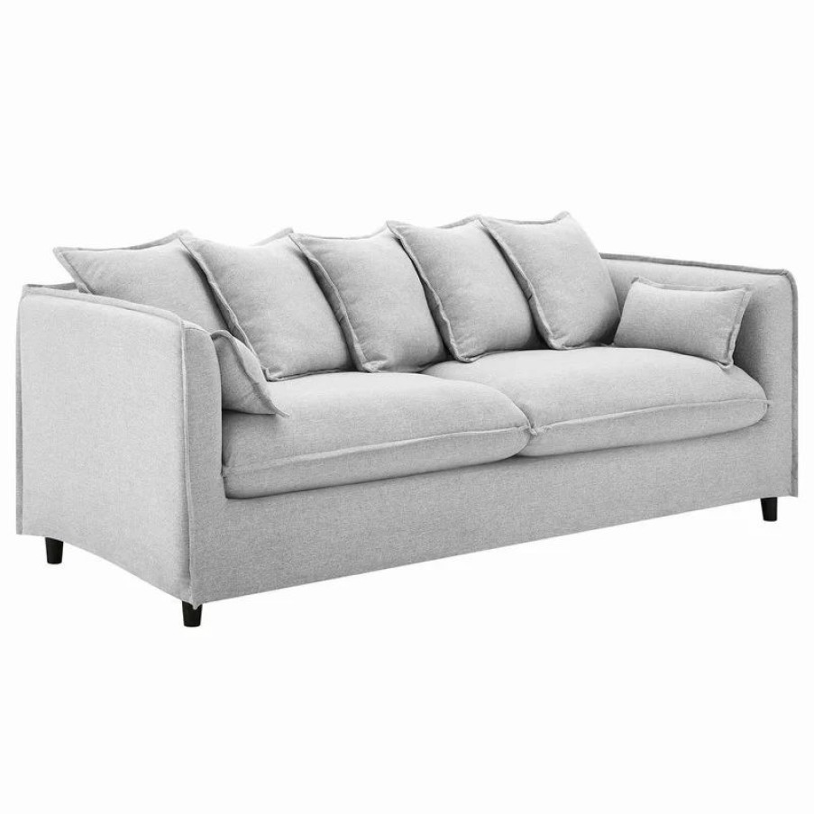 Sofas & Sectionals * | Lexmod Avalon Slipcover Fabric Sofa, Light Gray