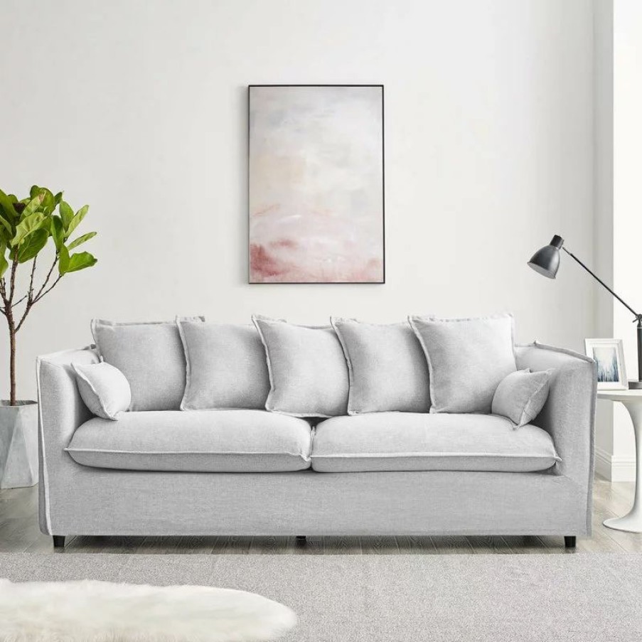 Sofas & Sectionals * | Lexmod Avalon Slipcover Fabric Sofa, Light Gray