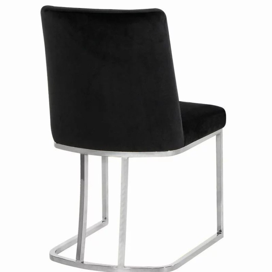 Chairs * | Mod The Josephine Velvet Dining Chair, Black And Silver, Set Of 2