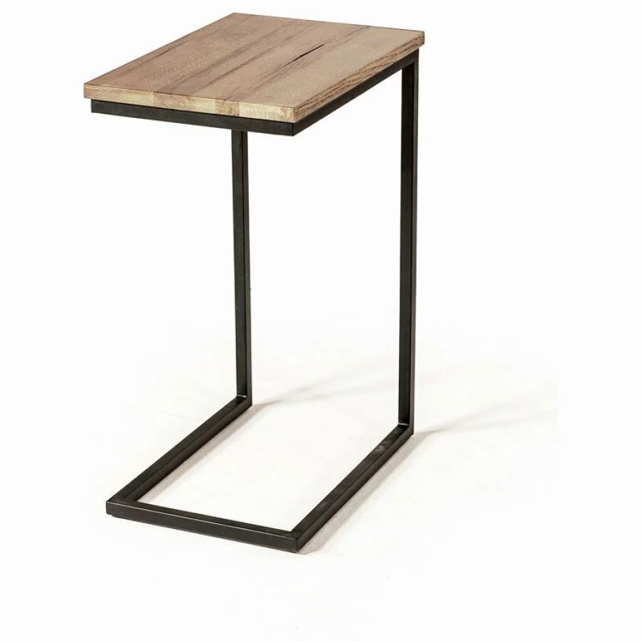 Coffee & Accent Tables * | Limari Home Turner C-Shaped Wood & Metal Side Table In Brown/Black