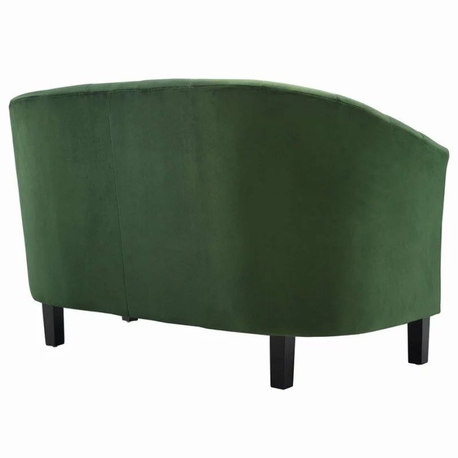 Sofas & Sectionals * | Lexmod Prospect Channel Tufted Performance Velvet Loveseat, Emerald