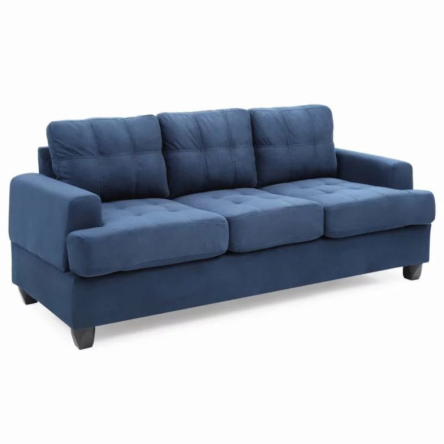 Sofas & Sectionals * | Glory Furniture Carmel Suede Sofa, Navy Blue Suede