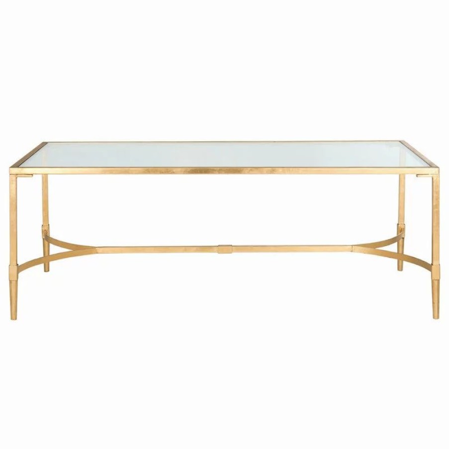 Coffee & Accent Tables * | Safavieh Antwan Coffee Table, Gold, Tempered Glass Top