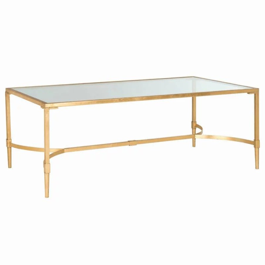 Coffee & Accent Tables * | Safavieh Antwan Coffee Table, Gold, Tempered Glass Top