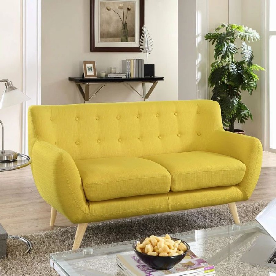 Sofas & Sectionals * | Lexmod Remark Upholstered Fabric Loveseat, Sunny