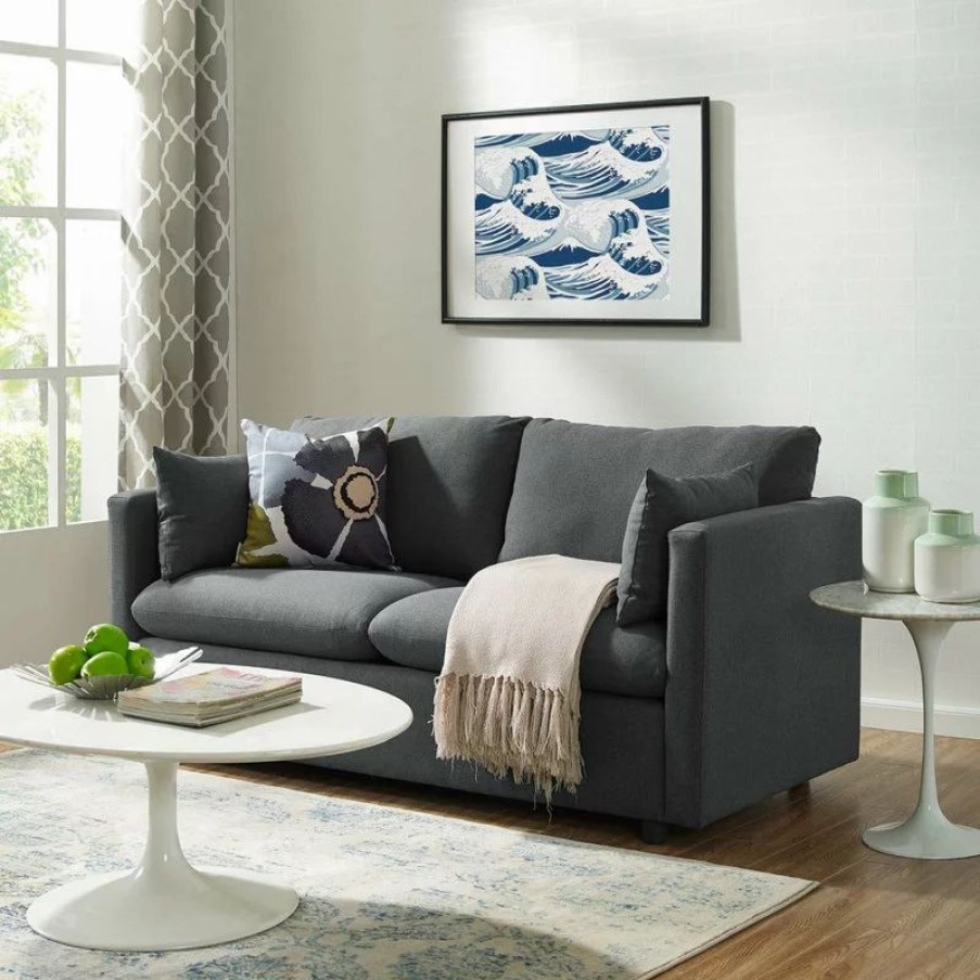 Sofas & Sectionals * | Lexmod Activate Upholstered Fabric Sofa, Gray
