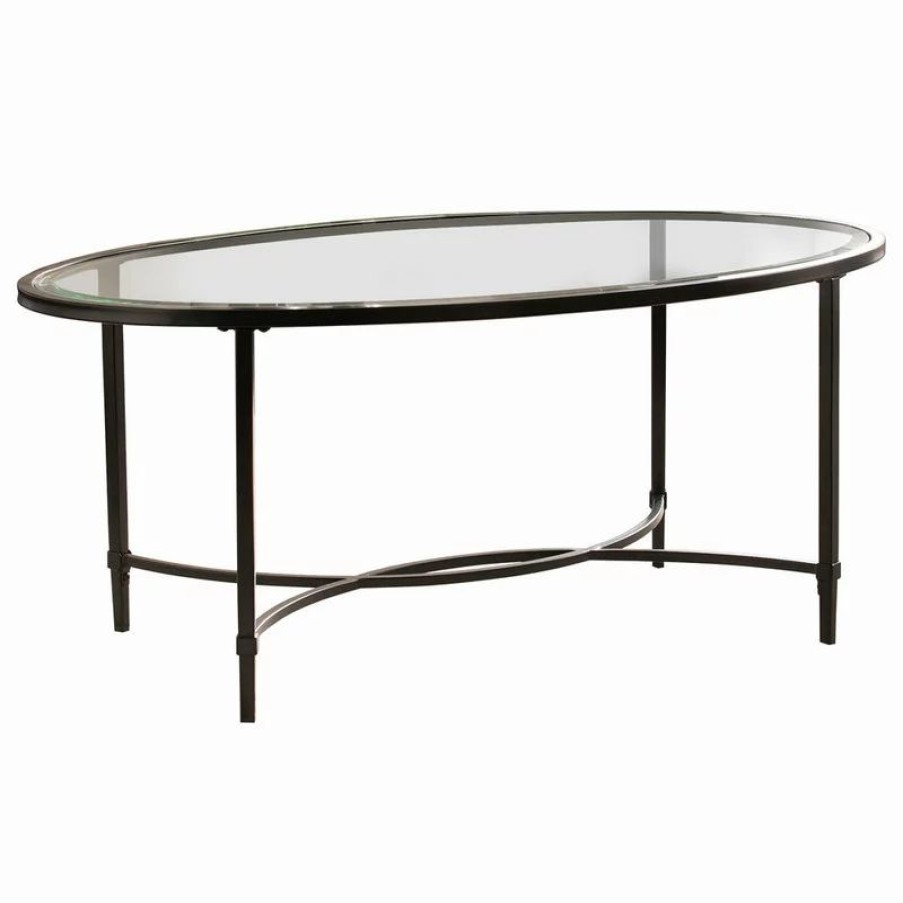 Coffee & Accent Tables * | Sei Furniture Berton Metal/Glass Oval Cocktail Table, Black