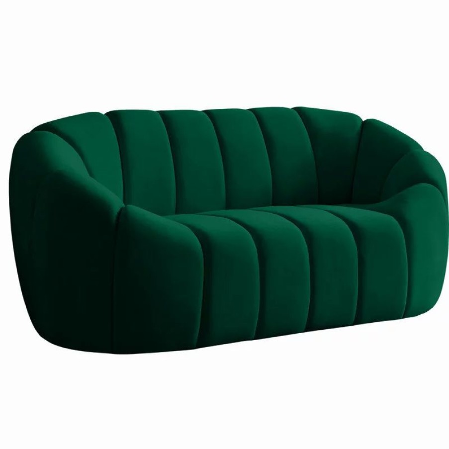 Sofas & Sectionals * | Meridian Furniture Elijah Velvet Upholstered Loveseat, Green