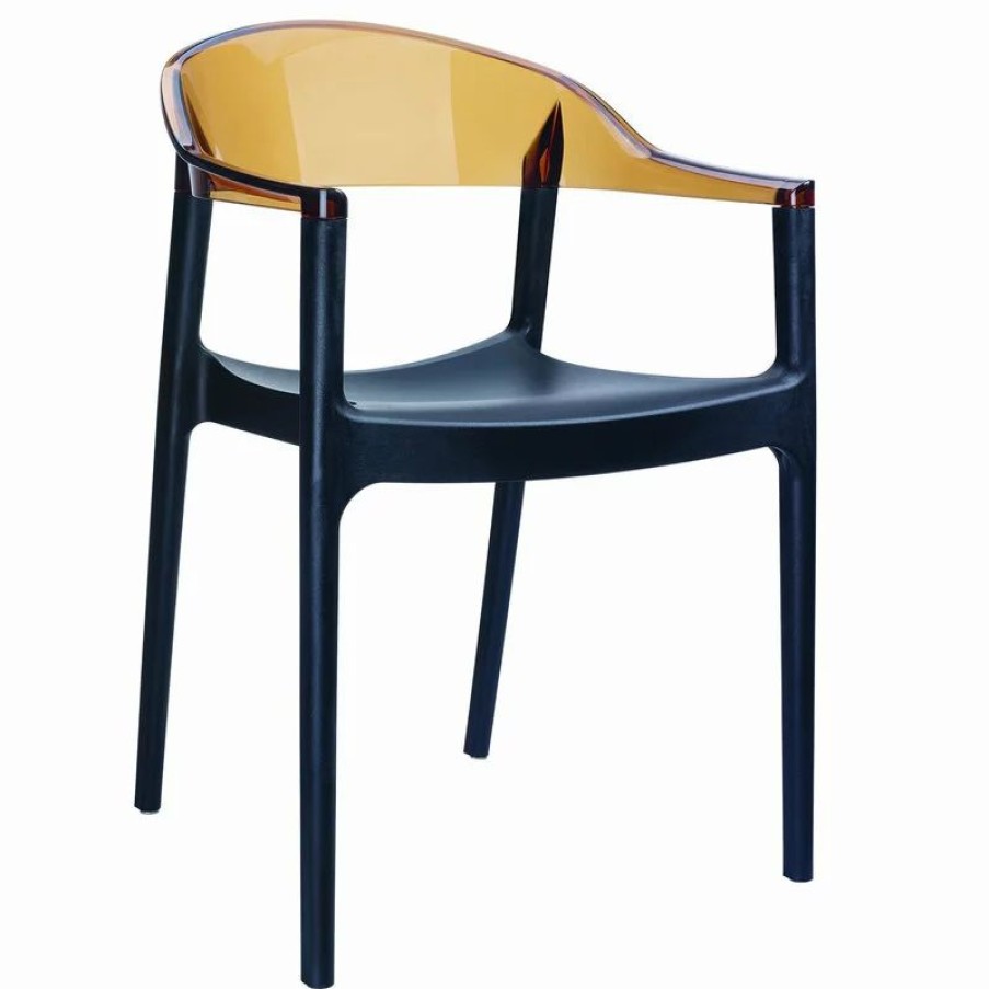 Chairs * | Mod The Enders Dining Chair, Black And Transparent Amber, Polypropylene, Set Of 2