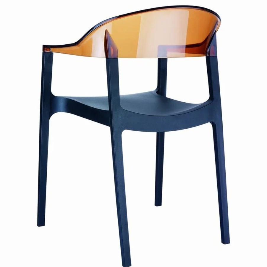 Chairs * | Mod The Enders Dining Chair, Black And Transparent Amber, Polypropylene, Set Of 2