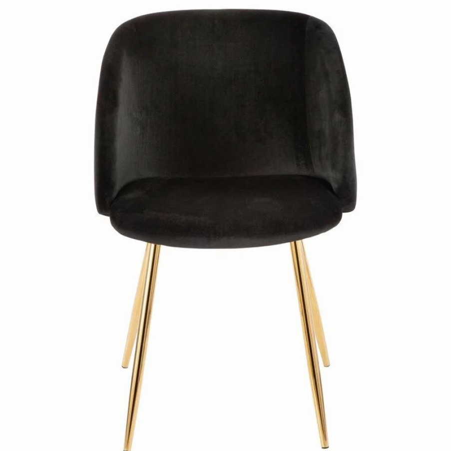 Chairs * | Lumisource Fran Chair, Gold Metal, Set Of 2, Black Velvet