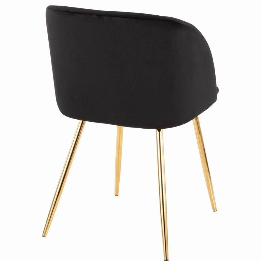 Chairs * | Lumisource Fran Chair, Gold Metal, Set Of 2, Black Velvet