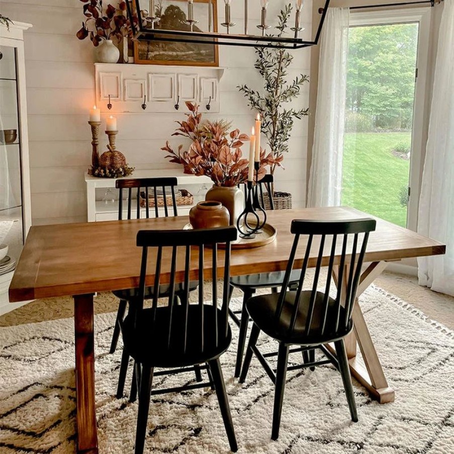 Chairs * | Duhome Elegant Lifestyle Set Of 2 Spindle Back Wood Dining Room Windsor Chairs, Black