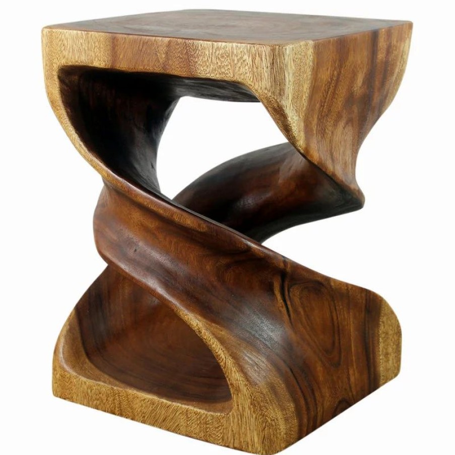 Coffee & Accent Tables * | Haussmann Haussmann Wood Double Twist End Table 15 X 15 X 20 In High Walnut Oil