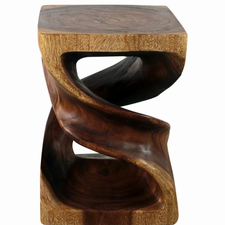 Coffee & Accent Tables * | Haussmann Haussmann Wood Double Twist End Table 15 X 15 X 20 In High Walnut Oil