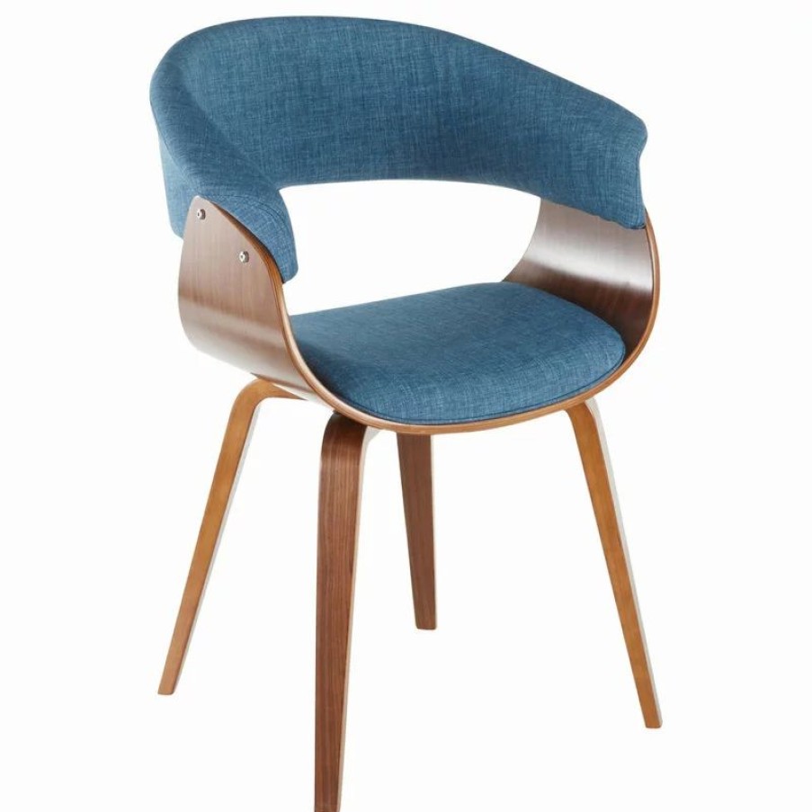 Chairs * | Mod The Antonia Accent Chair, Blue, Fabric And Wood