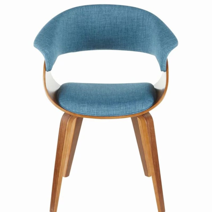 Chairs * | Mod The Antonia Accent Chair, Blue, Fabric And Wood