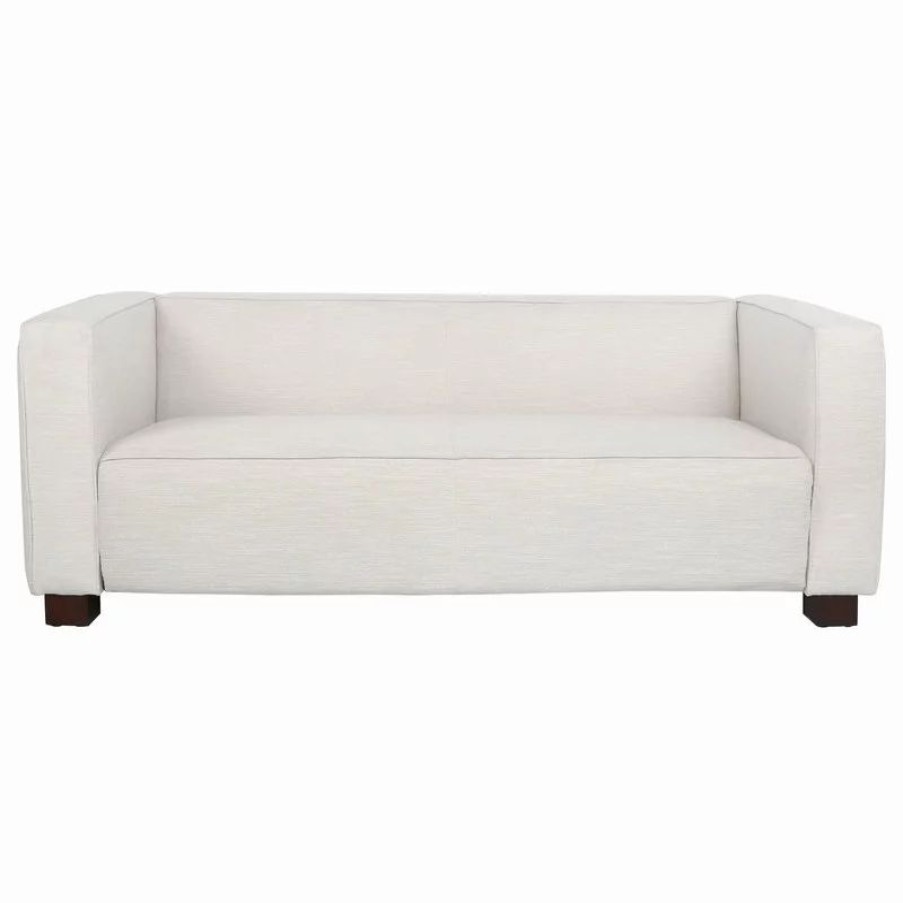 Sofas & Sectionals * | Gdfstudio Pamsha Contemporary Fabric Upholstered Loveseat, Beige/Dark Walnut