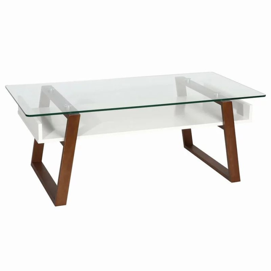 Coffee & Accent Tables * | Edgemod Segovia Glass Top Coffee Table, Walnut