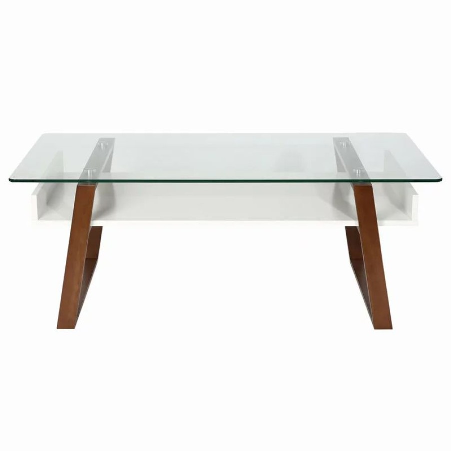 Coffee & Accent Tables * | Edgemod Segovia Glass Top Coffee Table, Walnut