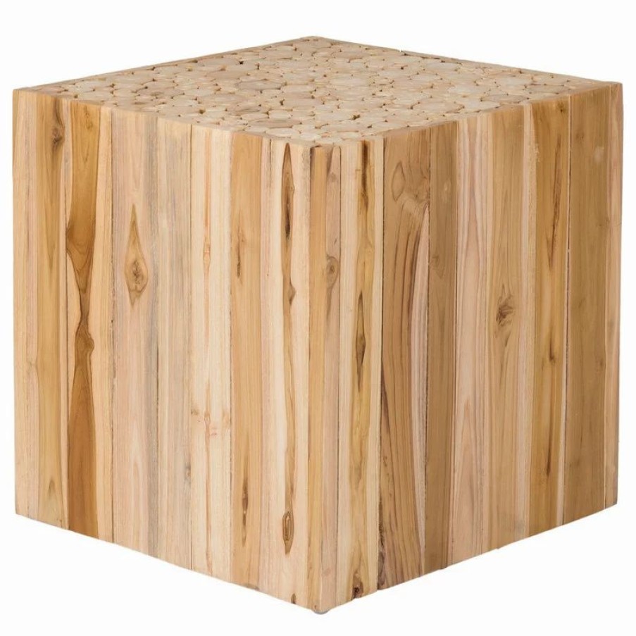 Coffee & Accent Tables * | East At Main'S Merrill Brown Teakwood Square Accent Table