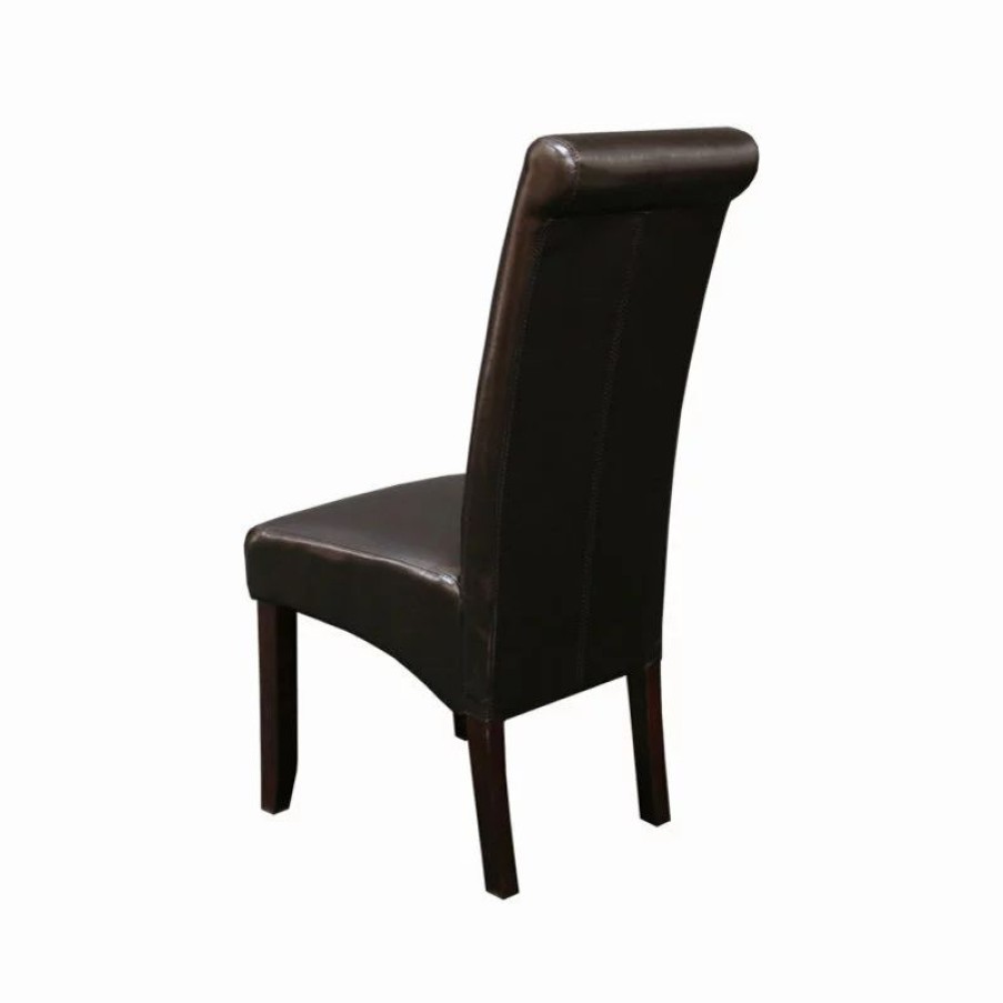 Chairs * | Monsoon Pacific Milan Faux Leather Blue Dining Chairs, Set Of 2, Dark Brown