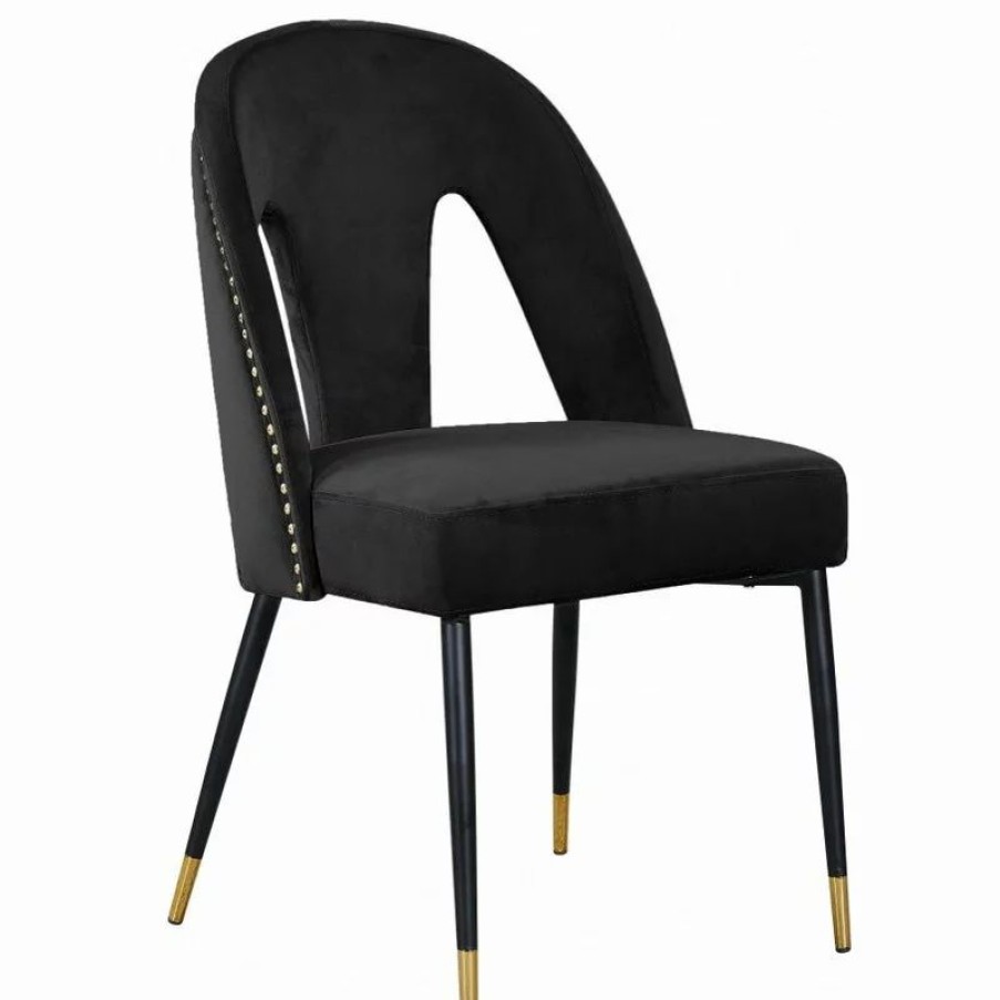 Chairs * | Mod The Roxy Dining Chair, Black, Velvet, Set Of 2