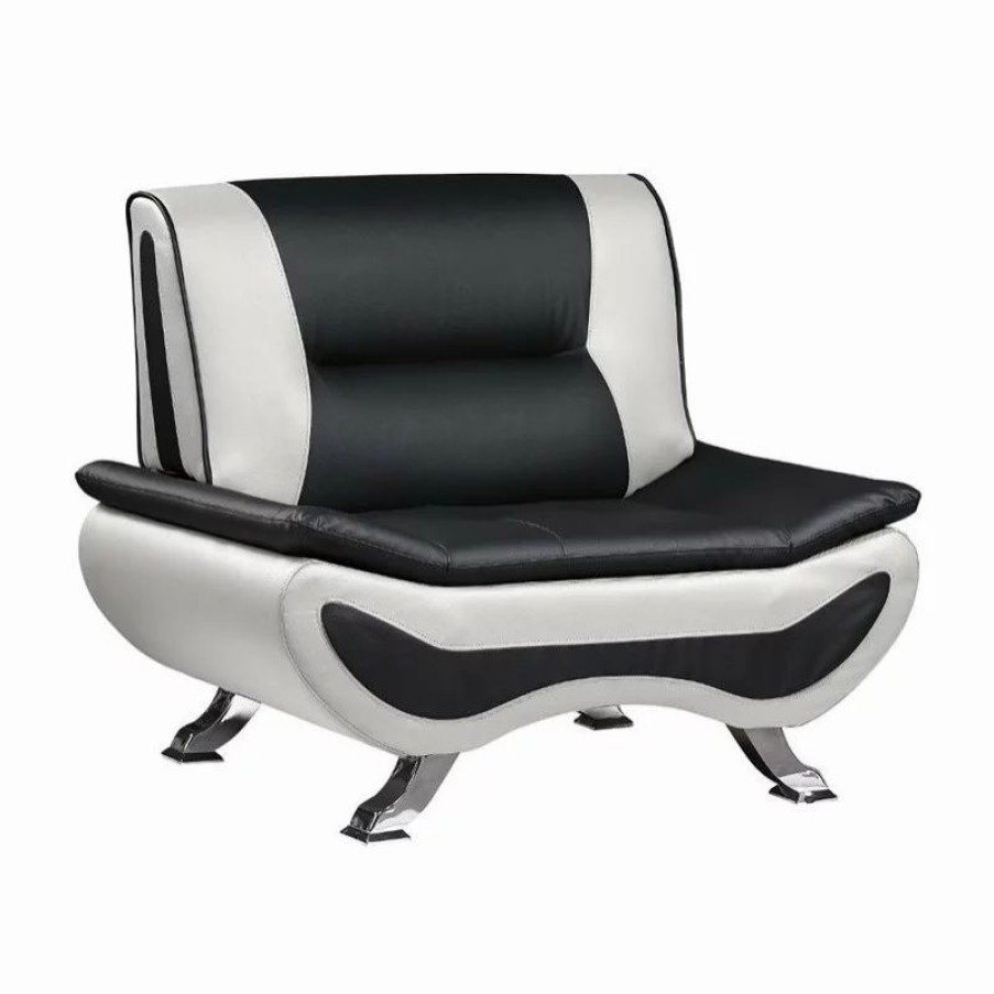 Chairs * | Domain Industries Inc. Lexicon Veloce Faux Leather Accent Chair In Black And White