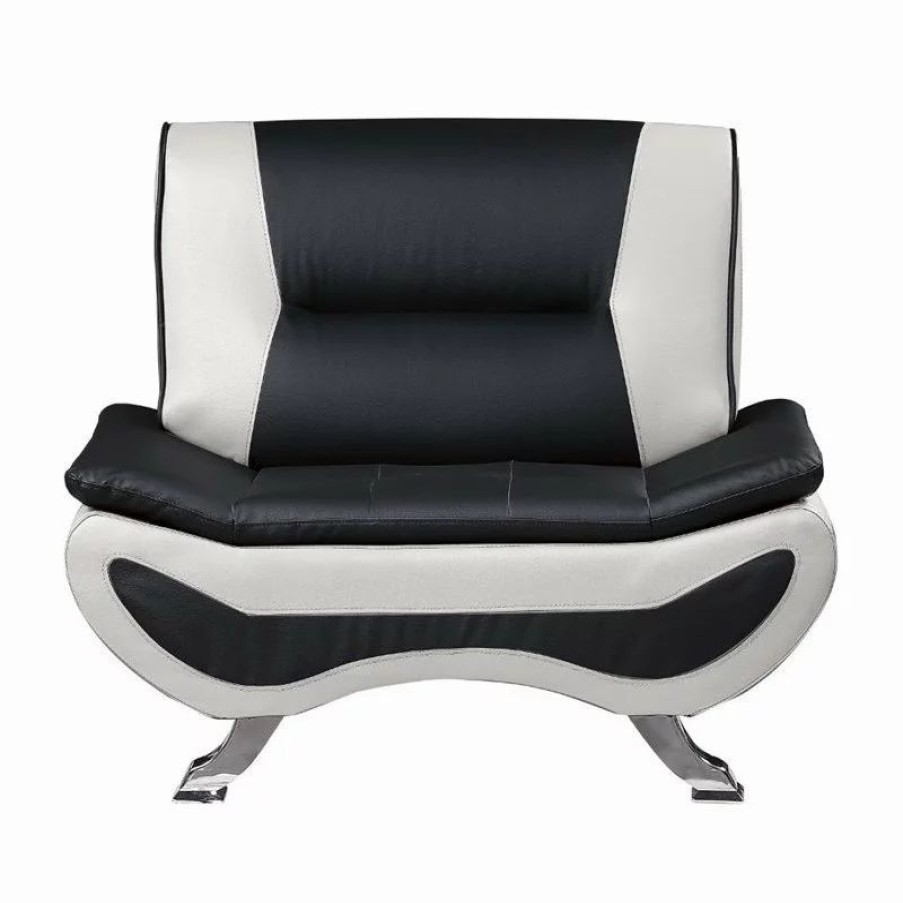 Chairs * | Domain Industries Inc. Lexicon Veloce Faux Leather Accent Chair In Black And White
