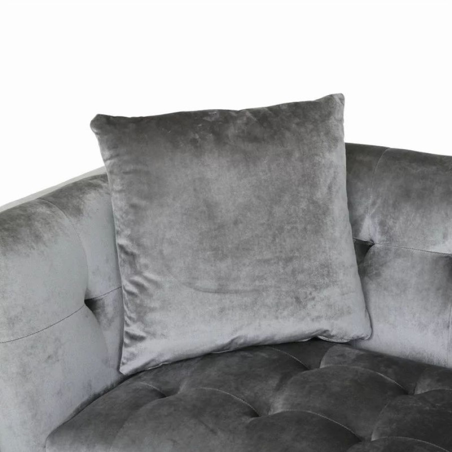 Sofas & Sectionals * | Gdfstudio Fisher Glam 3-Seater Velvet Sofa, Smoke Gray/Silver