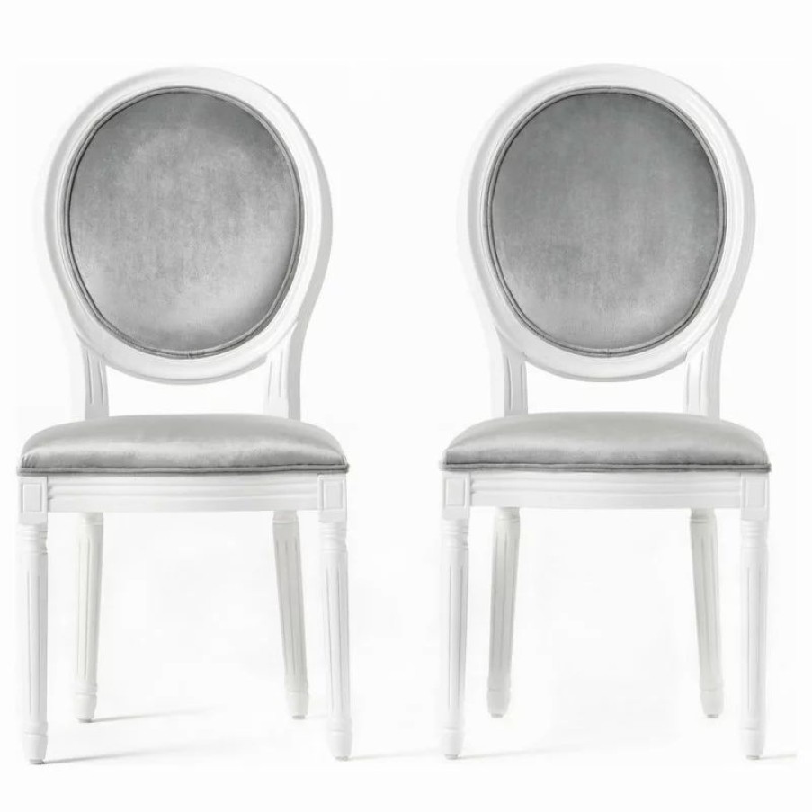Chairs * | Gdfstudio Gdf Studio Phinnaeus Contemporary Velvet Dining Chairs (Set Of 2), Horizon Gray/