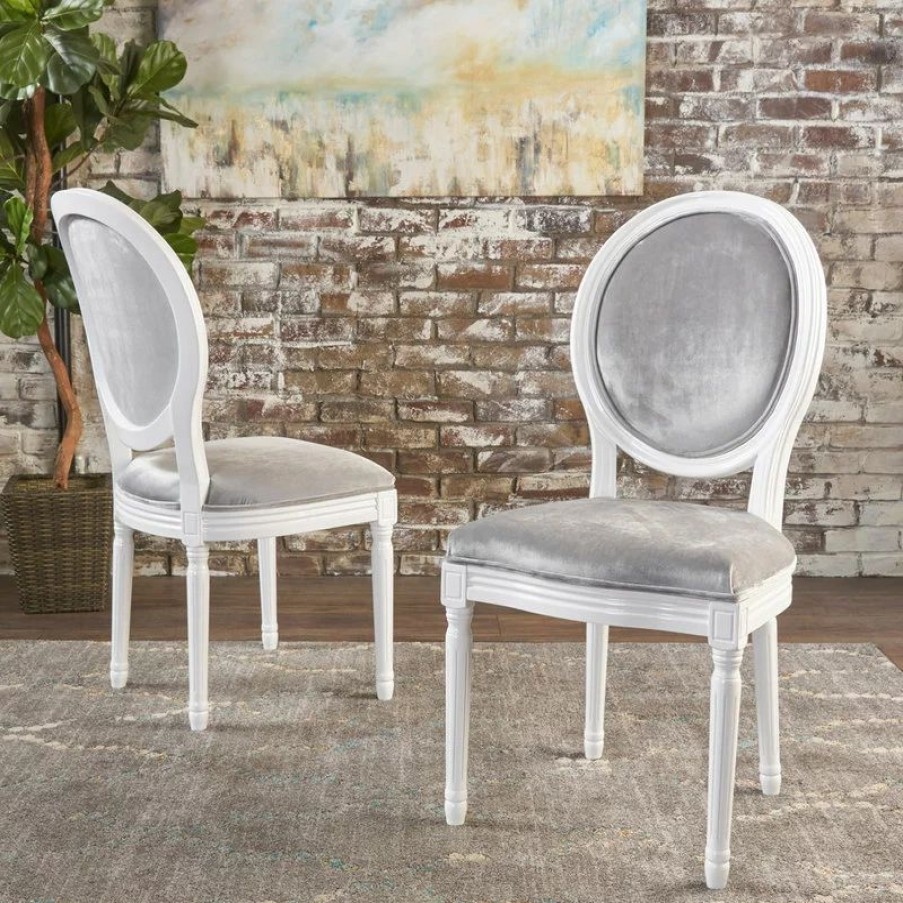 Chairs * | Gdfstudio Gdf Studio Phinnaeus Contemporary Velvet Dining Chairs (Set Of 2), Horizon Gray/