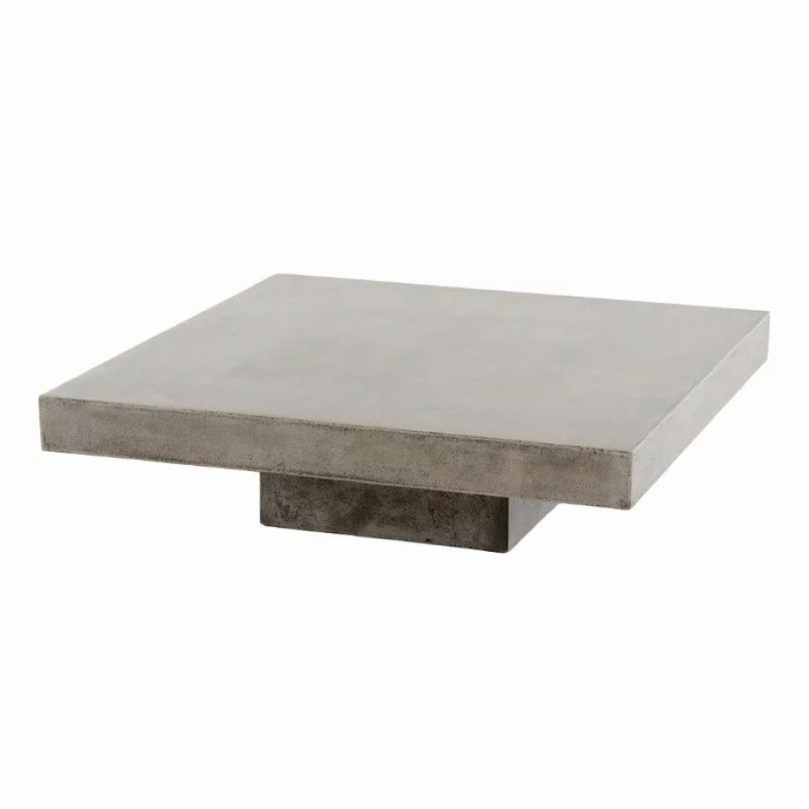 Coffee & Accent Tables * | Modrest Morley Square Modern Concrete Stone Coffee Table In Dark Gray