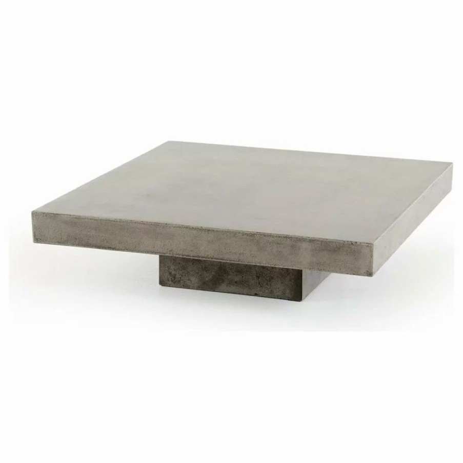 Coffee & Accent Tables * | Modrest Morley Square Modern Concrete Stone Coffee Table In Dark Gray