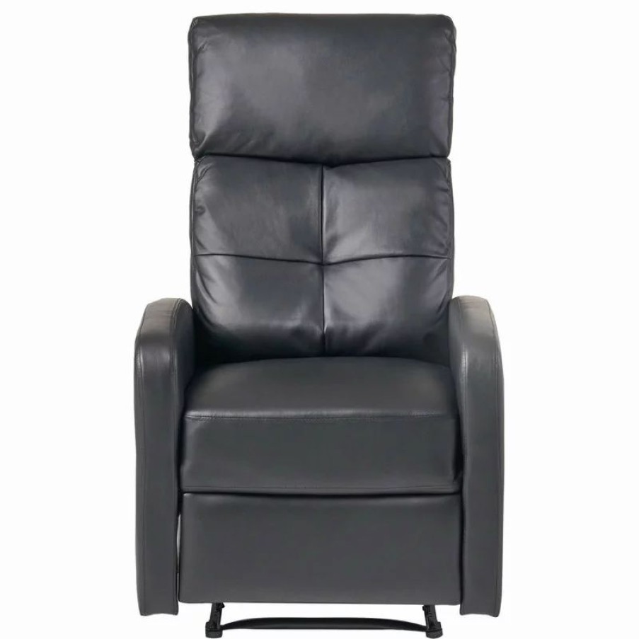 Chairs * | Gdfstudio Gdf Studio Teyana Black Leather Recliner Club Chair
