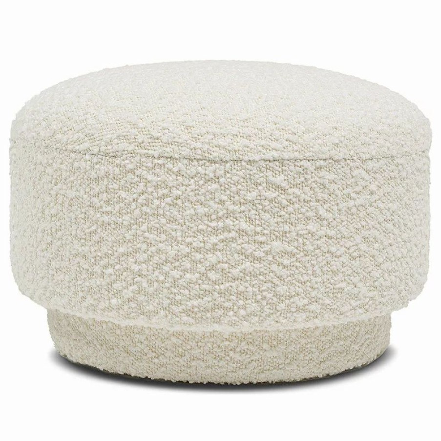 Footstools & Ottomans * | Jennifer Taylor Home Fuji 15 Mushroom Footstool Ottoman, Ivory White Boucle