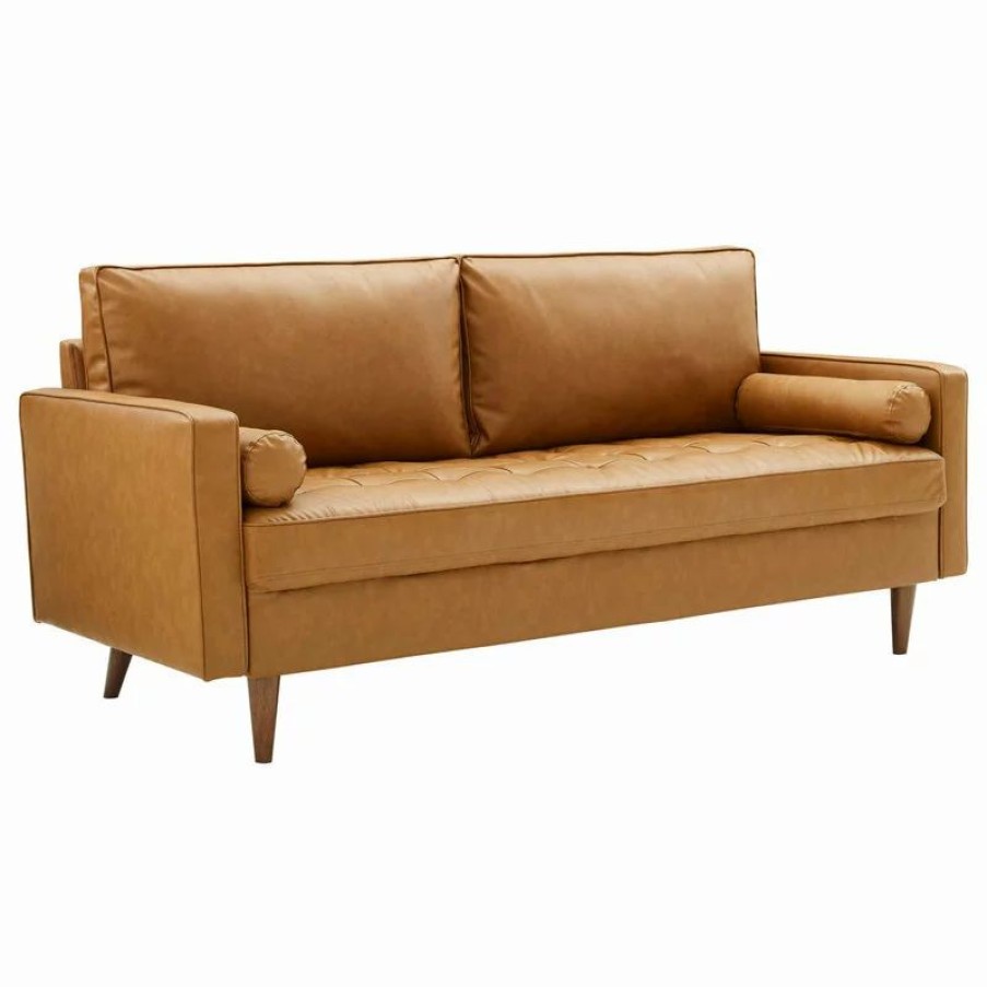 Sofas & Sectionals * | Lexmod Valour Upholstered Faux Leather Sofa, Tan