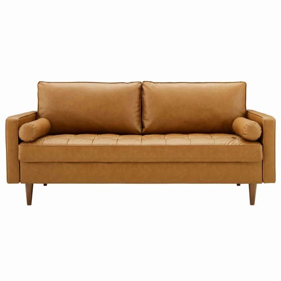 Sofas & Sectionals * | Lexmod Valour Upholstered Faux Leather Sofa, Tan