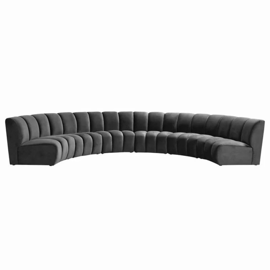 Sofas & Sectionals * | Meridian Furniture Infinity Channel Tufted Velvet Modular Chair, Gray, 6 Piece