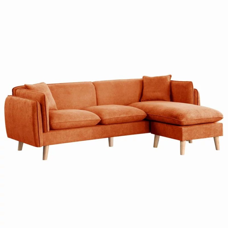 Sofas & Sectionals * | Lilola Home Brayden Fabric Sectional Sofa Chaise, Orange