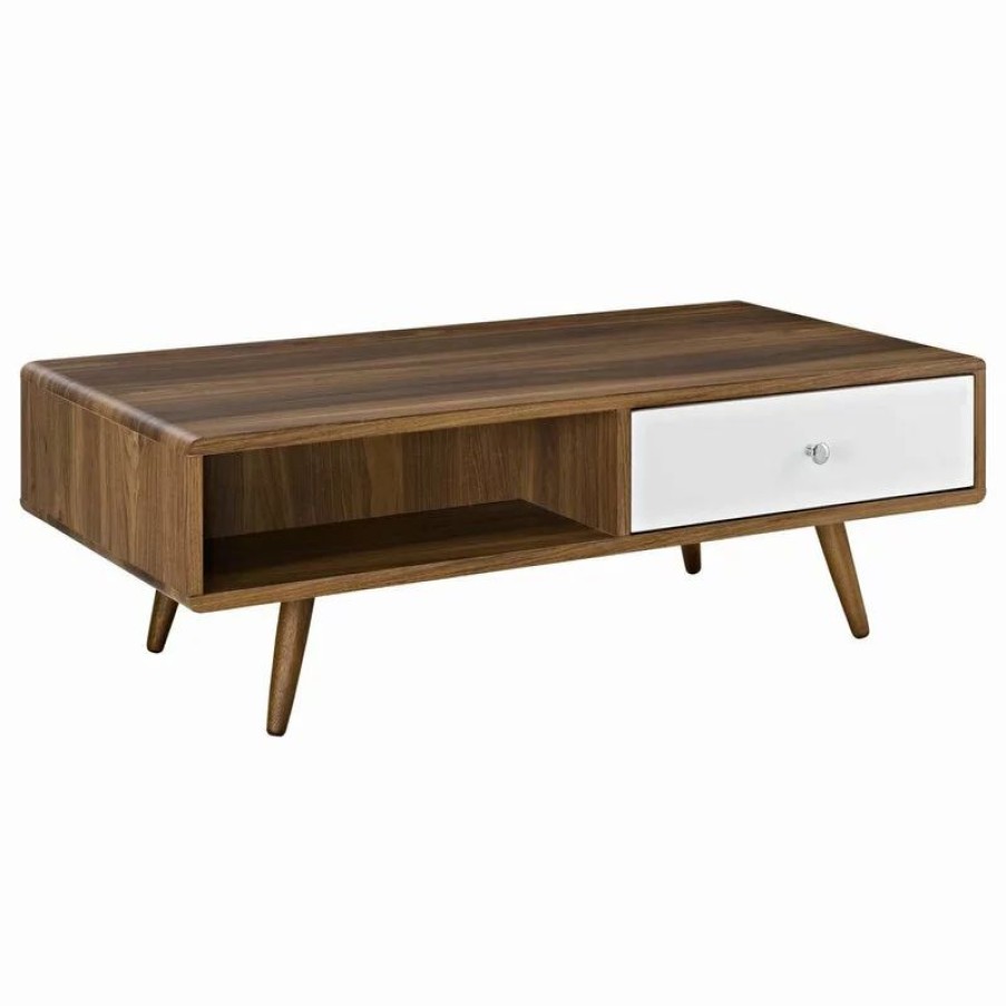 Coffee & Accent Tables * | Lexmod Transmit Coffee Table, Walnut White