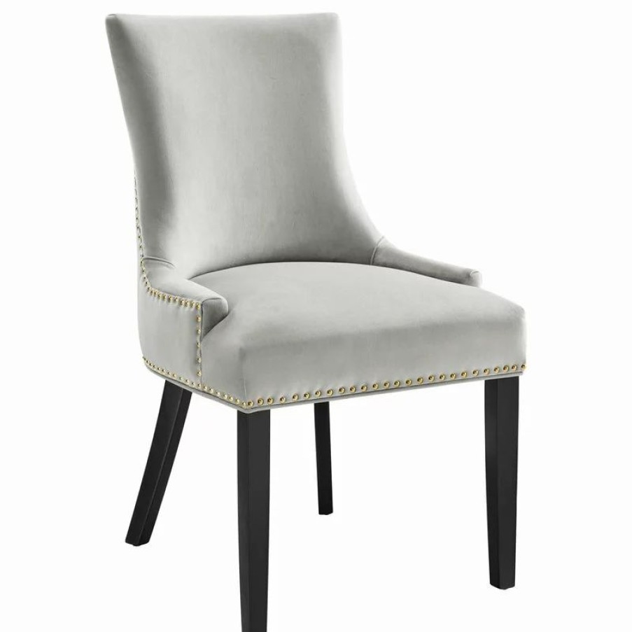 Chairs * | Modway Marquis Performance Velvet Dining Chairs, Set Of 2, Light Gray