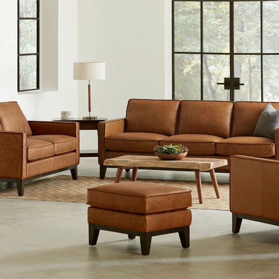 Sofas & Sectionals * | Hello Sofa Home Pimlico 100% Top Grain Leather Loveseat