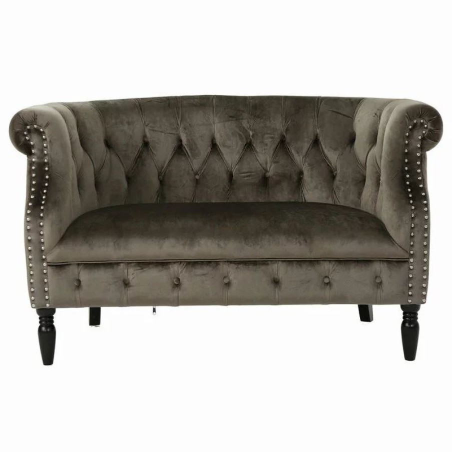 Sofas & Sectionals * | Gdfstudio Gdf Studio Melaina Tufted Scroll Arm New Velvet Loveseat, Gray