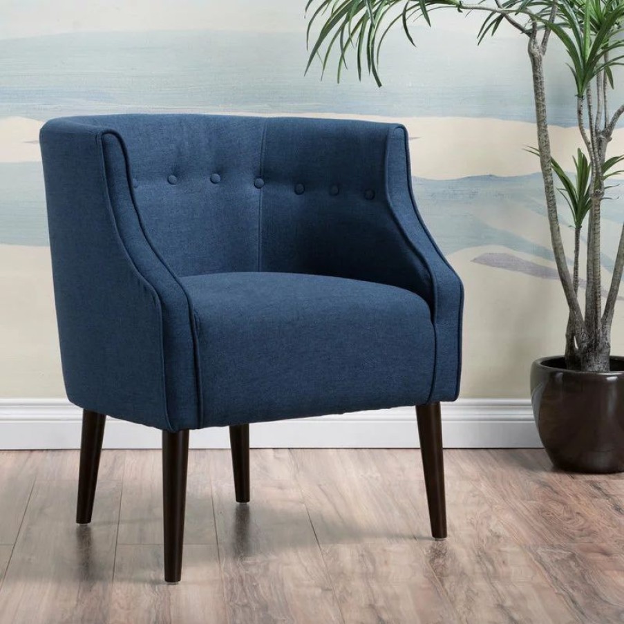 Chairs * | Gdfstudio Gdf Studio Davidson Tub Design Upholstered Accent Chair, Navy Blue