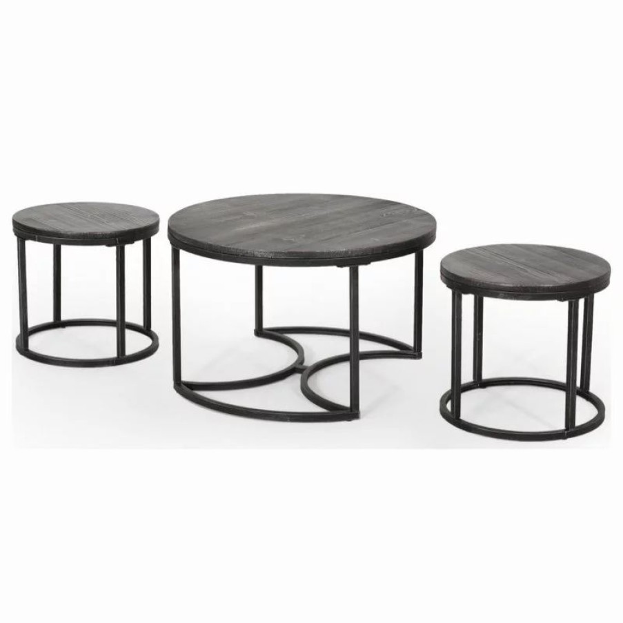 Coffee & Accent Tables * | Gdfstudio Roderick Modern Industrial Coffee Table Set, Gray/Pewter