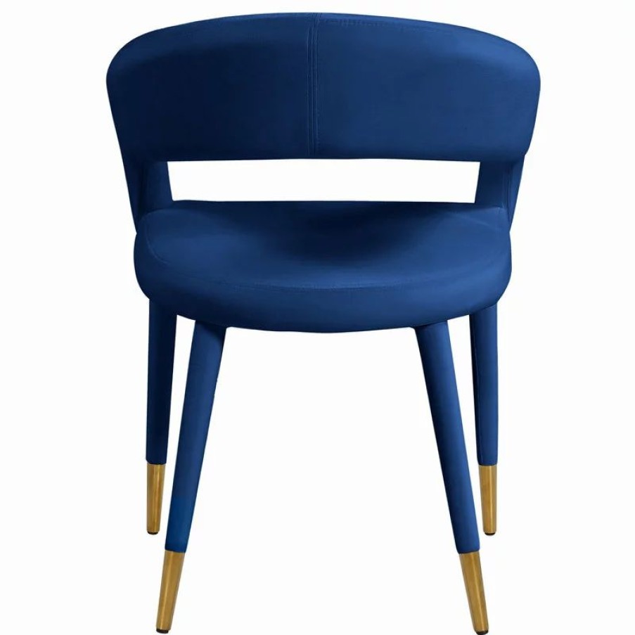 Chairs * | Mod The Prescott Dining Chair, Navy, Velvet