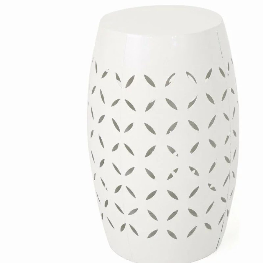 Coffee & Accent Tables * | Gdfstudio Gdf Studio Dione Indoor Lace Cut Iron Accent Table, White
